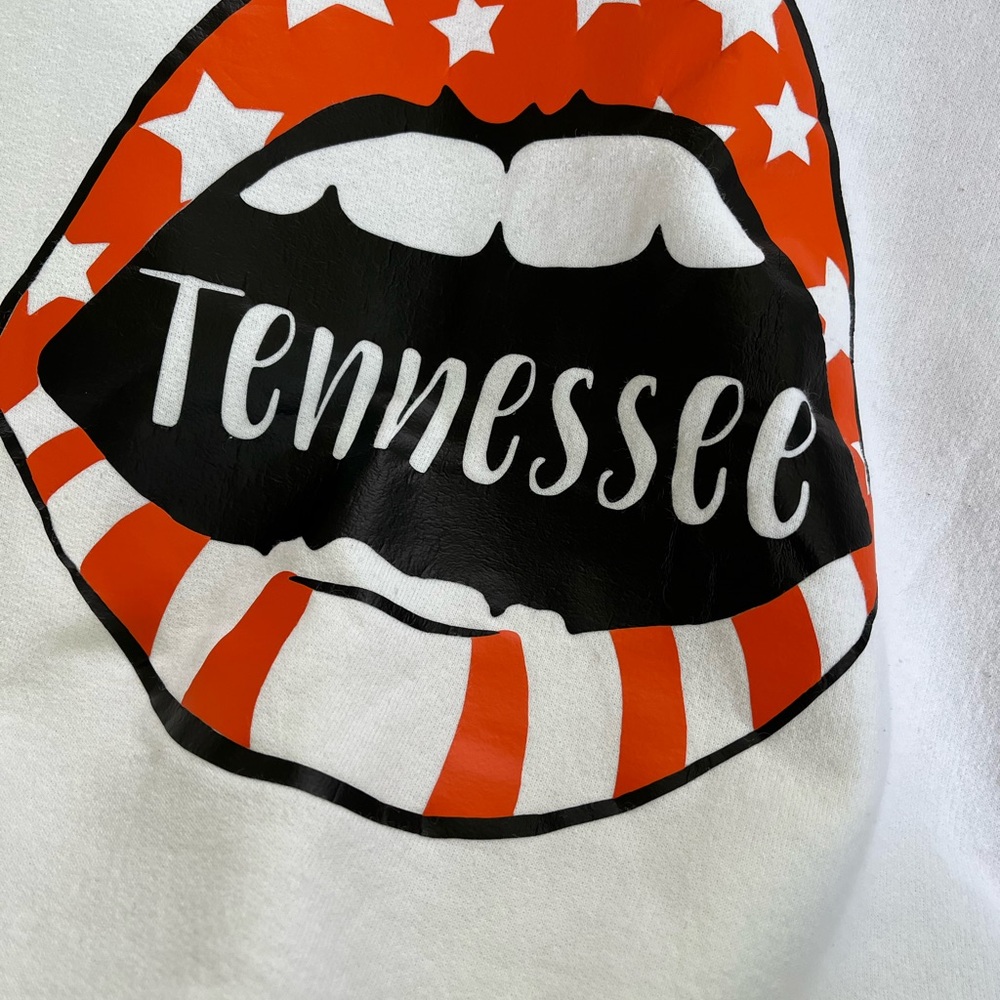 Tennessee Lips White Sweatshirt VOLS Size Small - Picture 2 of 10